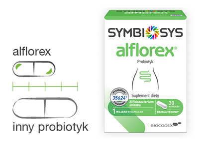Alflorex  w postaci małej kapsułki - opakowanie 30 kapsułek.